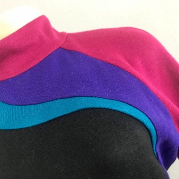1980s Christine Jaguin Bodycon Dress size M retro 80s 90s fashion color block. - Picture 7 of 10
